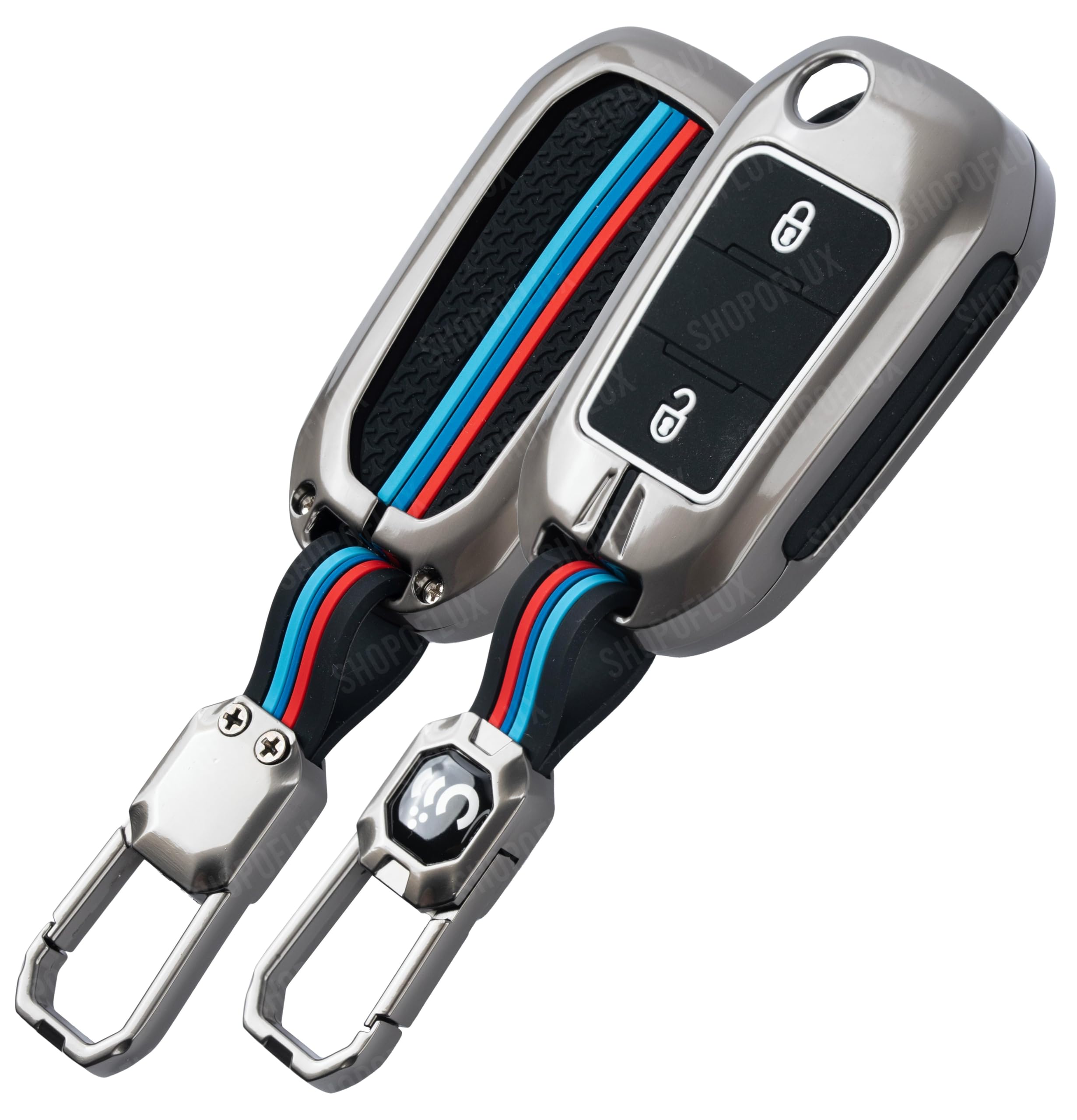 SHOPOFLUX Metal Car Key Cover Competible for Citroen C3, Basalt, Aircross 2 Button Flip Key-image-41