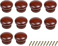 Vista 1 de Paquete de 10 pomos redondos de madera para cajones con acabado marrón rojo y marrón en forma de hongo para gabinetes de cocina, muebles, aparador