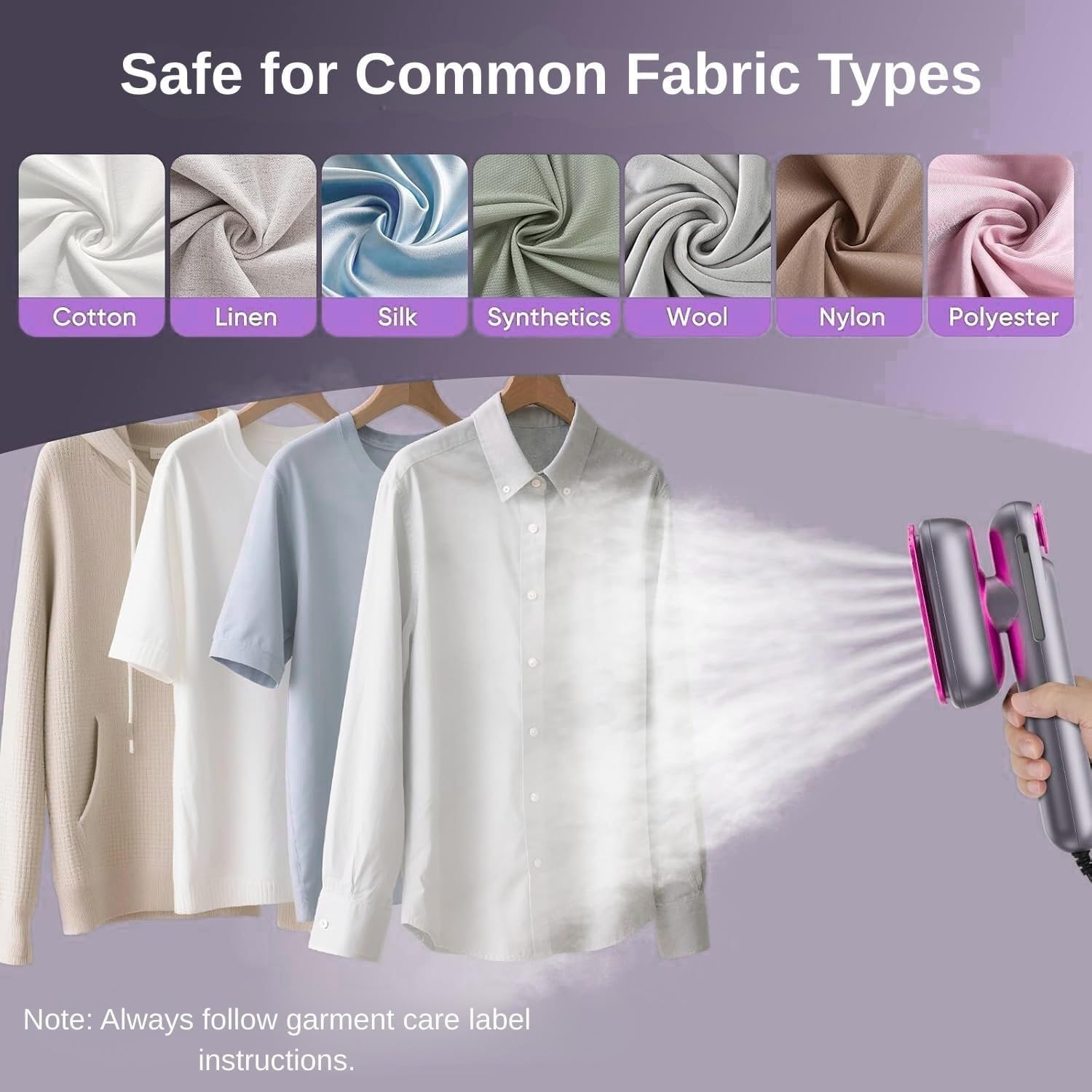 Handheld Travel Steamer for Clothes, Portable Iron Steamer, Garment Steamer & Iron 2 in 1, 15s Fast Heat-Up, 1200W Power, Travel Size with Ceramic Heat Panel, Drip-Free, Auto Shut-Off, 110-120V