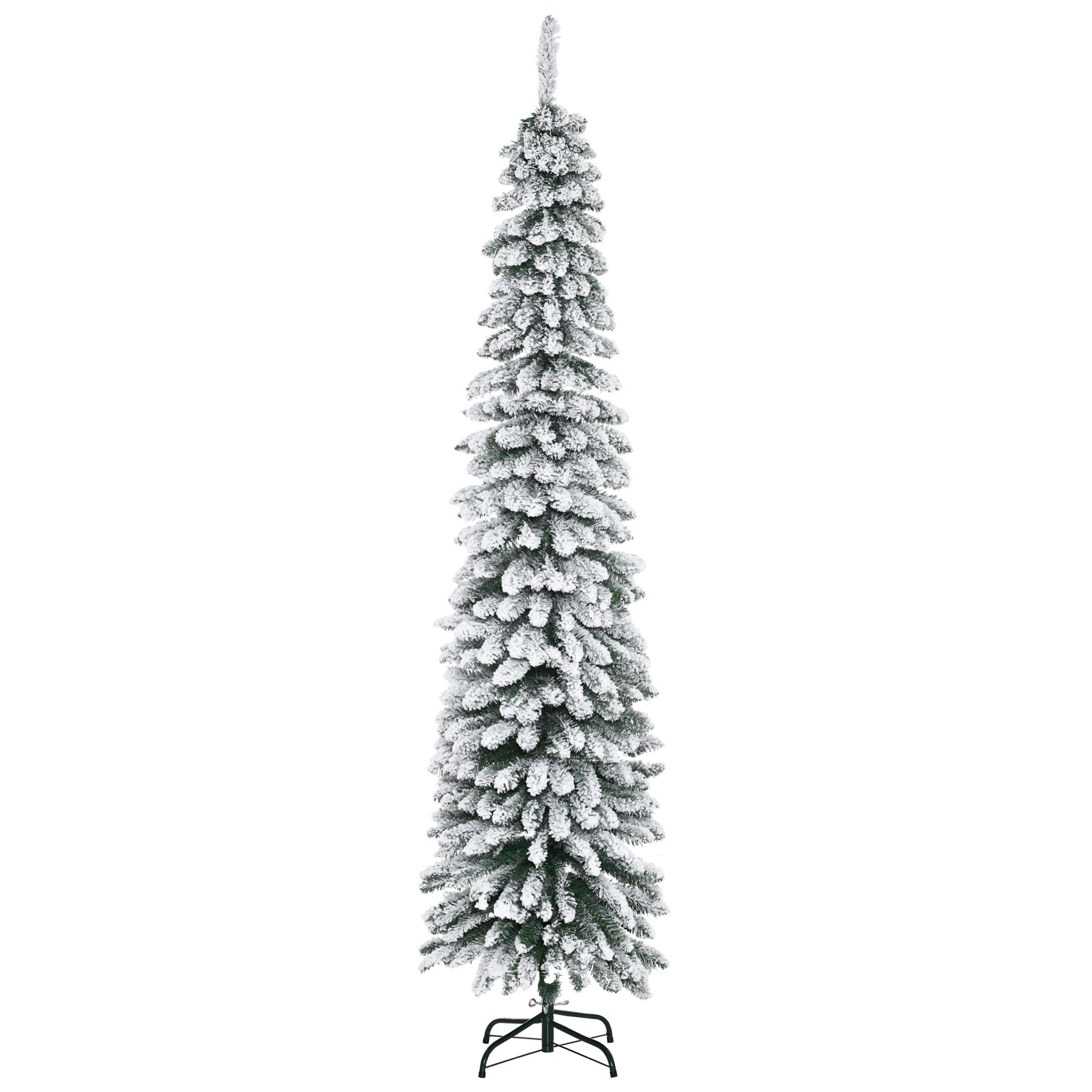 HOMCOM Árbol de Navidad Nevado 210 cm con 490 Ramas Base Plegable Verde