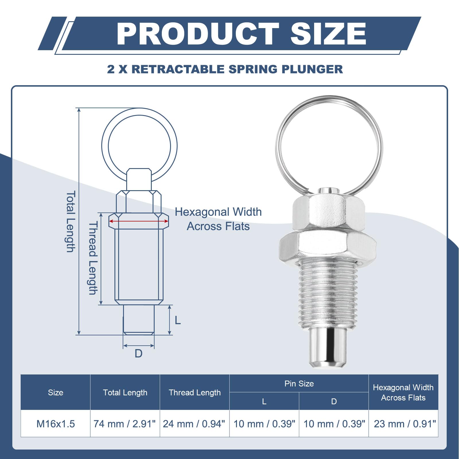 PATIKIL 2 Pcs Spring Plunger with Pull Ring - Image 2