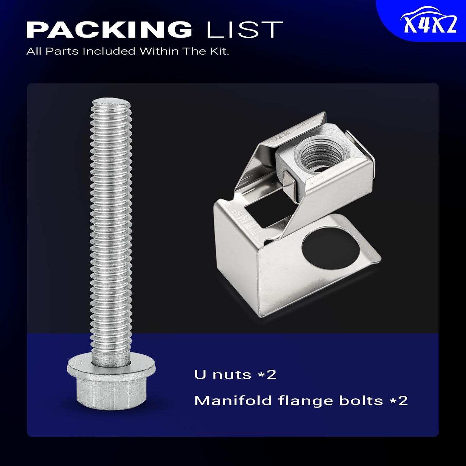 03442 Exhaust Manifold Flange Bolts U Nuts Hardware Kit For Dodge Ram 1500 2500 3500 Durango Challenger Dakota Nitro/Jeep Wrangler Grand Cherokee Wagoneer Liberty/Chrysler Aspen Replaces# 6036734AA
