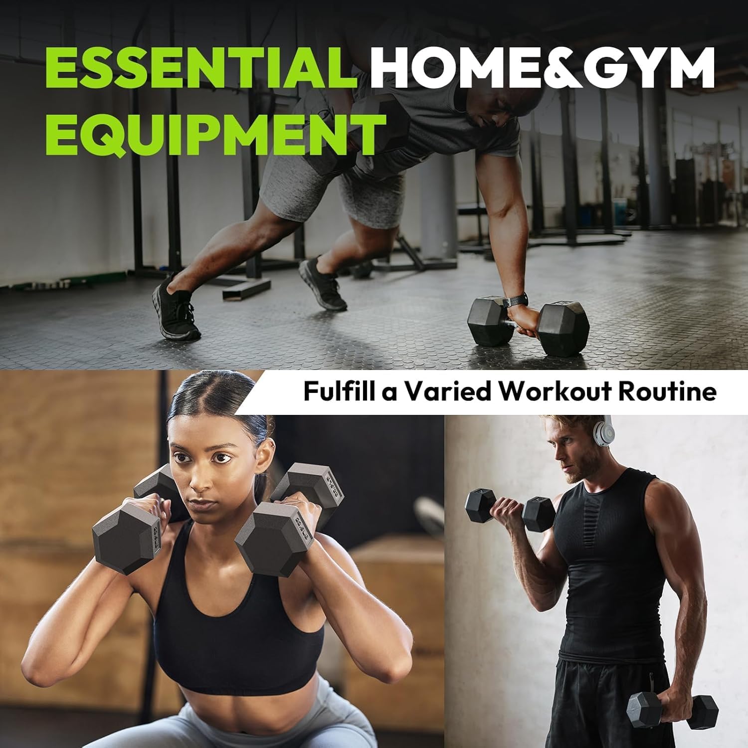 Rubber Coated Hex Dumbbell Set with Rack, 300-840 lb | Fixed Weights Sets with Heavy Duty Storage Stand, Multiple Weight Options Home Gym Equipment for Strength Training