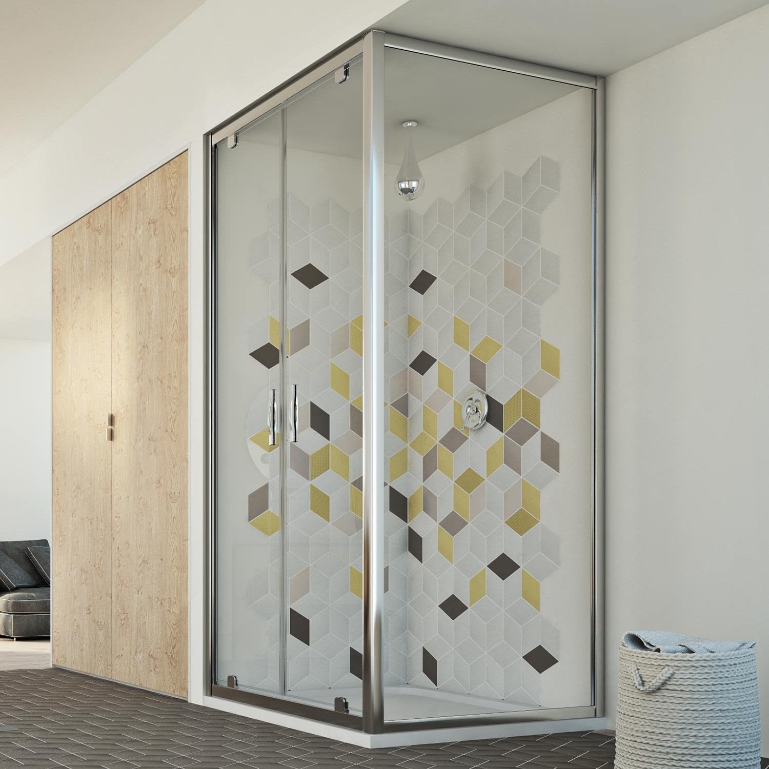 Idralite Mampara de Ducha 80x120 Ap. 120 CM H198 Vidrio Transparente Mod. Cristal Duo 2 Hojas