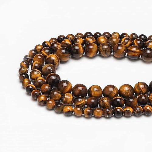 Miniatura 4 de 45 cuentas de piedras preciosas redondas sueltas de ojo de tigre amarillo natural de 0.315 pulgadas para la fabricación de joyas, pulseras y collares