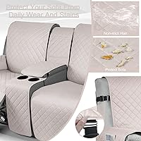 Vista 3 de KinCam Funda de sofá reclinable 100 impermeable con consola fundas de sofá reclinable antideslizantes para 2 asientos funda de sofá reclinable