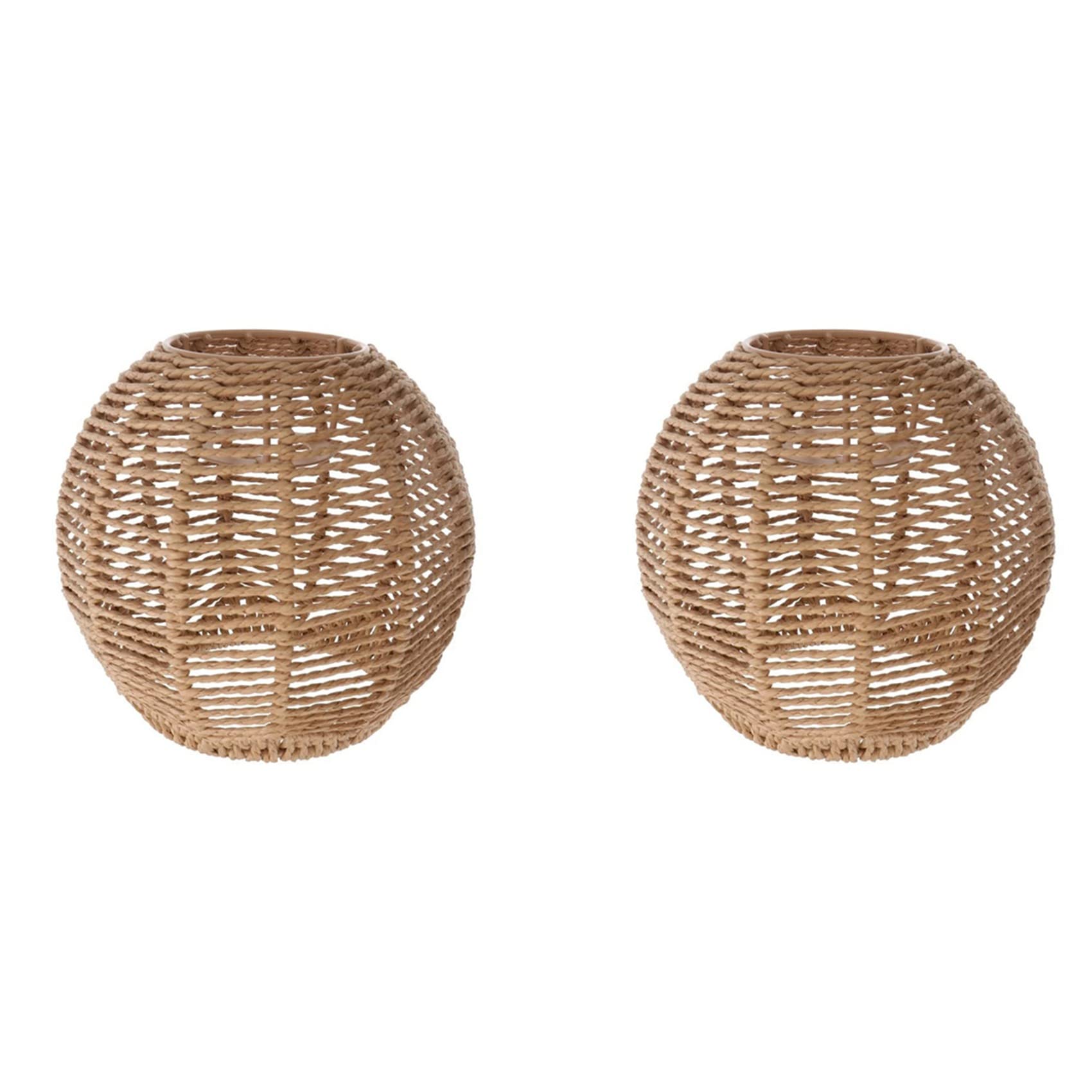 Bcowtte Brown 2X Rattan Lamp Cover Handmade Woven Chandelier Retro Lampshade Homestay Lampshade Decorative Chandelier