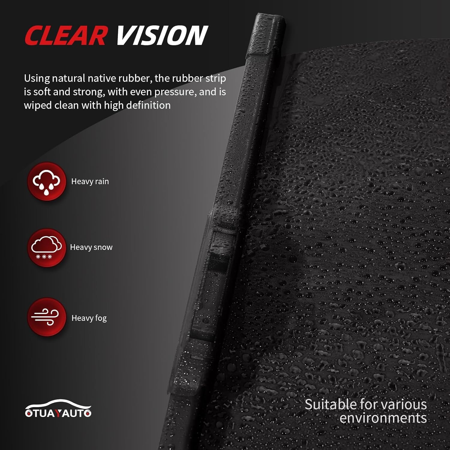OTUAYAUTO Premium Windshield Wiper Blades - Replacement for Toyota RAV4 2006-2012 - Precision Fit, All-Weather Performance, Front and Rear Wiper Blades, U Hook - 24"+17"+12" (Pack of 3)