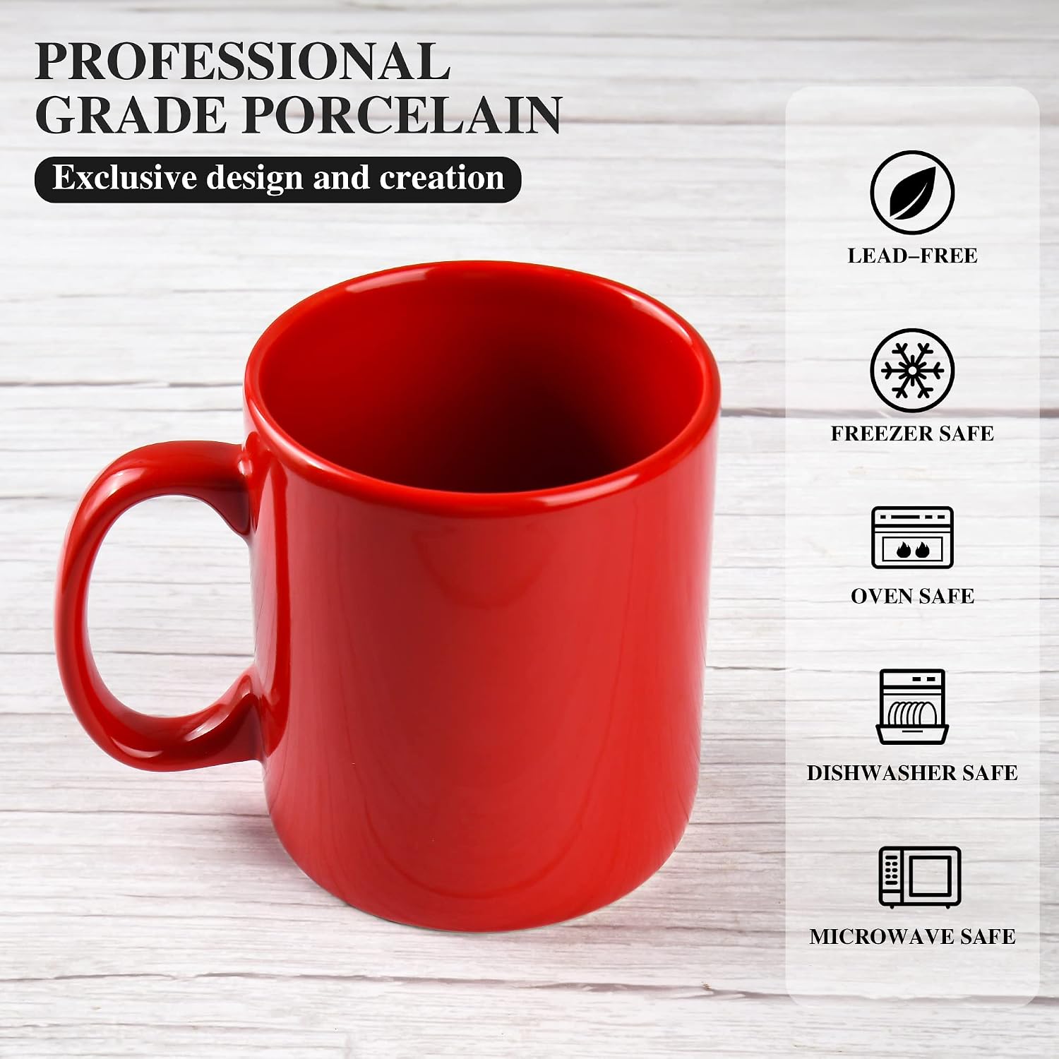 29oz Extra Large Ceramic Coffee Mug with Handle for Office and Home (Red)