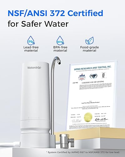 Miniatura 6 de Waterdrop - Filtro de agua para grifo de fregadero, sistema de encimera de 4000 galones con recordatorio de vida, reduce metales pesados, mal olor y