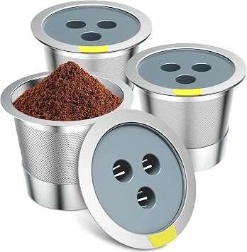 Stainless Steel Reusable K Cups Compatible for Ninja Coffee Maker,Upgrade 3 Pack K Cups Reusable Coffee Pods,Permanent Coffee Filters Fit for Ninja CFP201 CFP300 CFP301 CFP400 3Pack