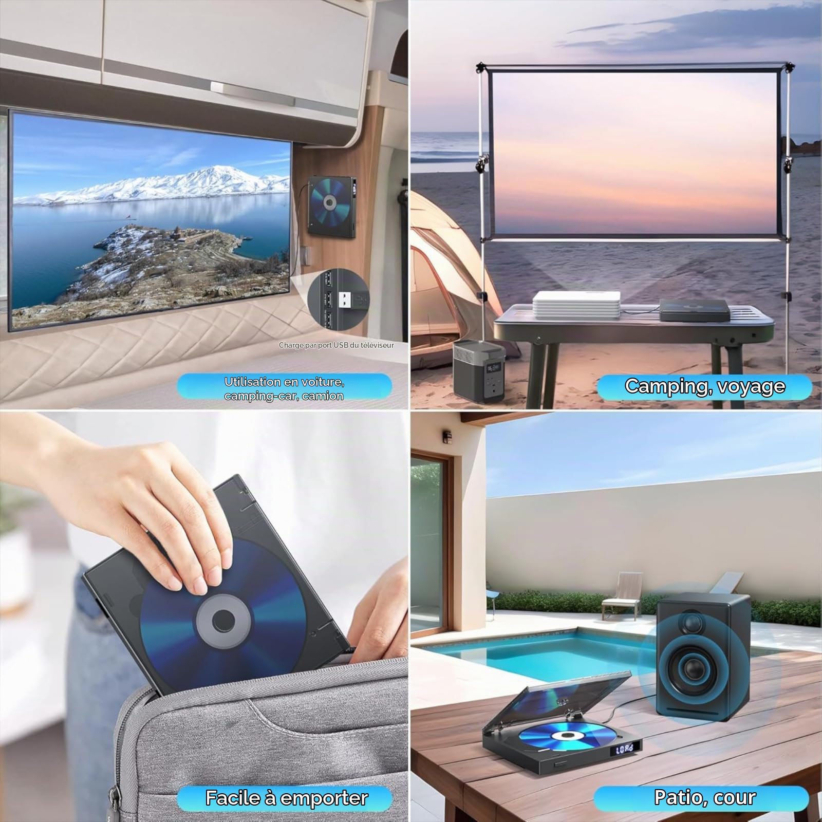 Mini Lecteur DVD HDMI, Petit Lecteur DVD 1080P pour Télévision | Toutes Régions Gratuites, Lecture Mémoire avec HDMI & AV ConnecionTélécommande, Support PAL/NTSC