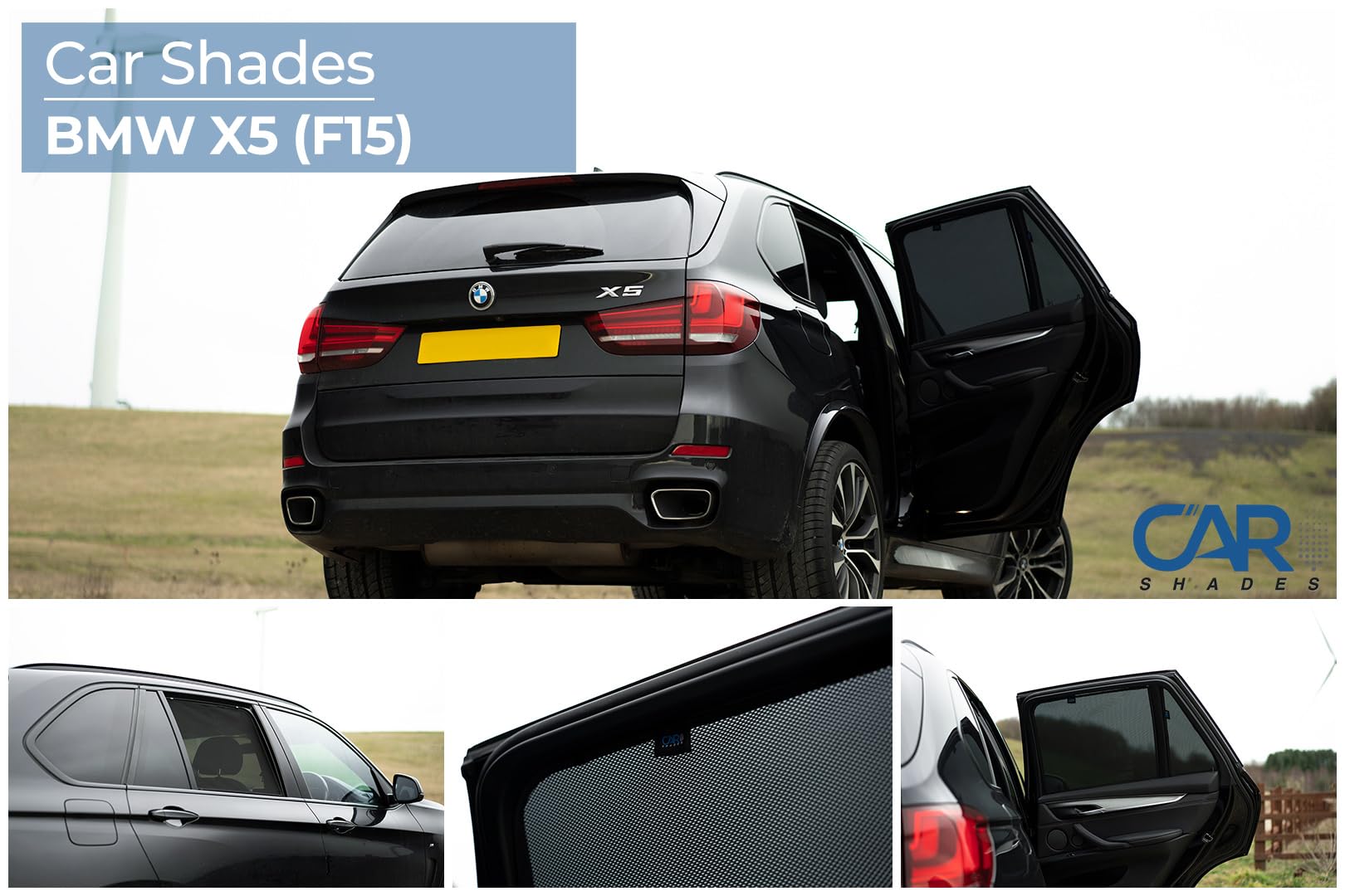CAR SHADES Set (Porte Laterali Posteriori) Compatibile con BMW X5 (F15) 2013-2018 (4-Parti) Tendine Parasole su Misura