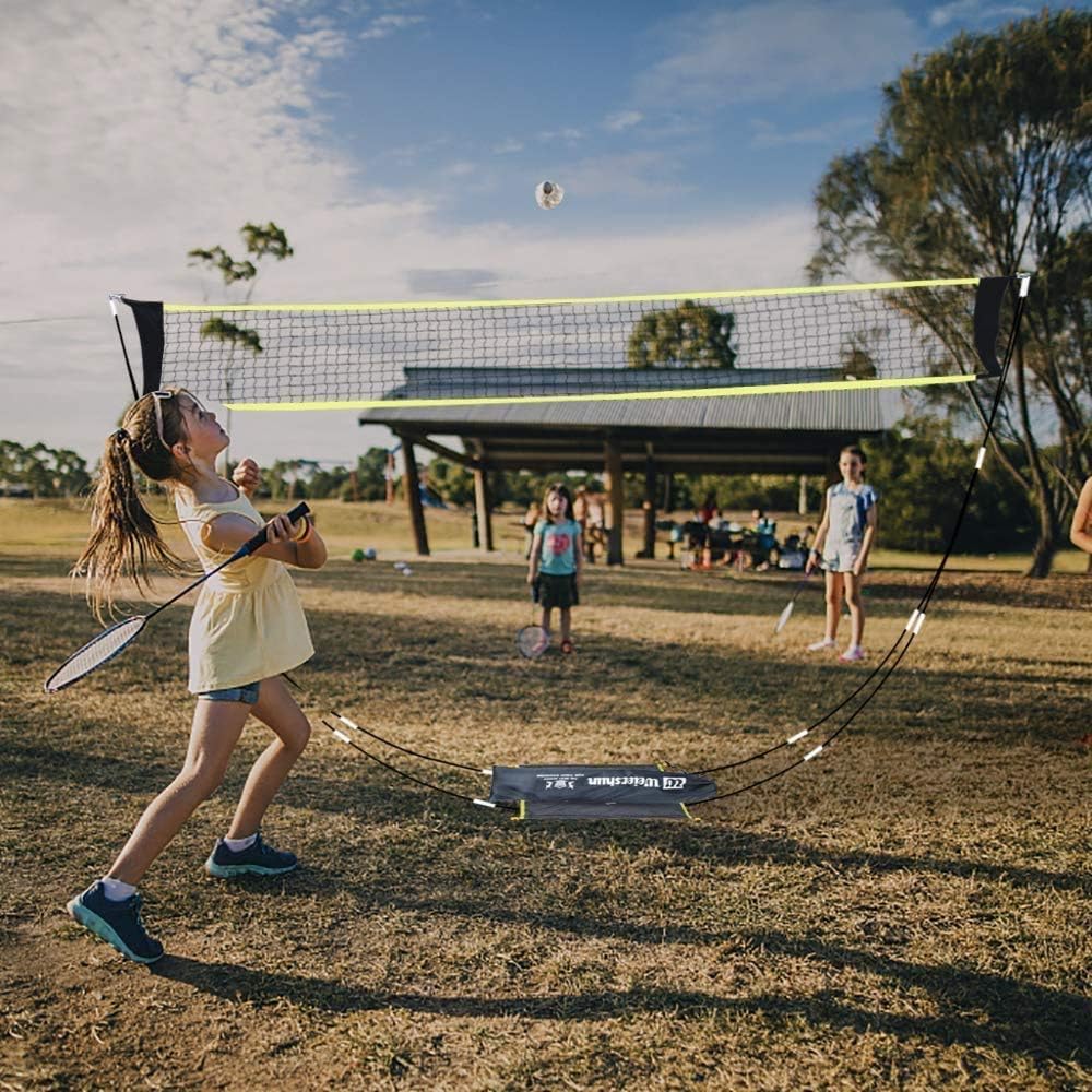 Badminton Net Portable with Stand Carry Bag Folding PortablINWAVE Volleyball Net Easy Setup for Outdoor/Indoor Court, Backyard, No Tools or Stakes Required : Sports & Outdoors