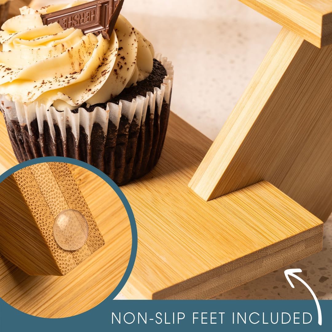 Soporte de madera para cupcakes, elevadores de exhibición de madera para eventos de proveedores, estantes de 4 niveles, exhibición de comida y manualidades