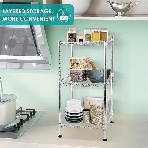Miniatura 2 de ANTSKU Estantería de alambre de 4 niveles, estantes de alambre de altura ajustable con capacidad de 265 libras, organizador de almacenamiento de