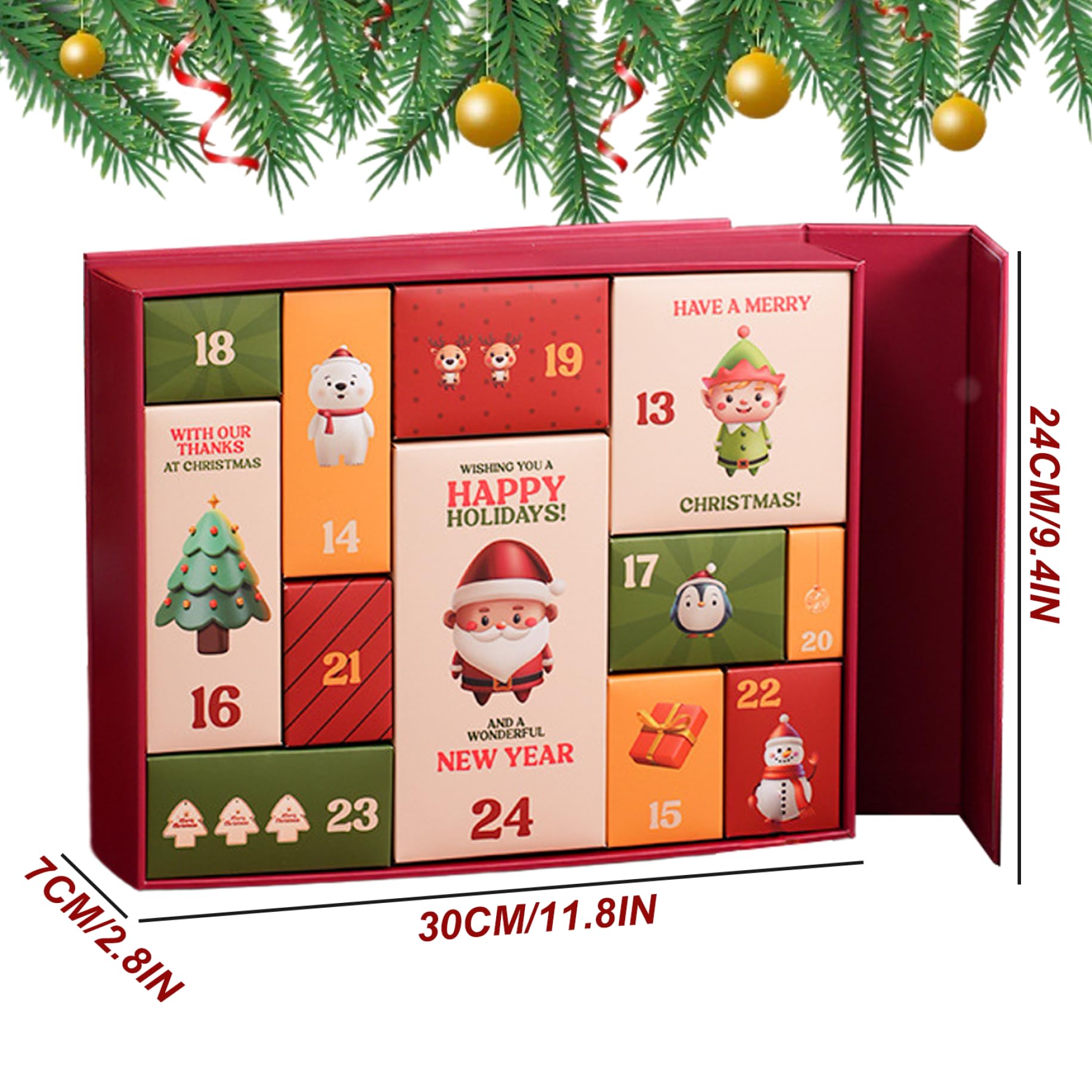 Gcroet Calendari dell'Avvento Vuoti da riempire Scatole del Calendario dell'Avvento di Natale Fai da Te per Il Conto alla rovescia di 12 Giorni per la Decorazione delle FESTIVITÀ Natalizie...