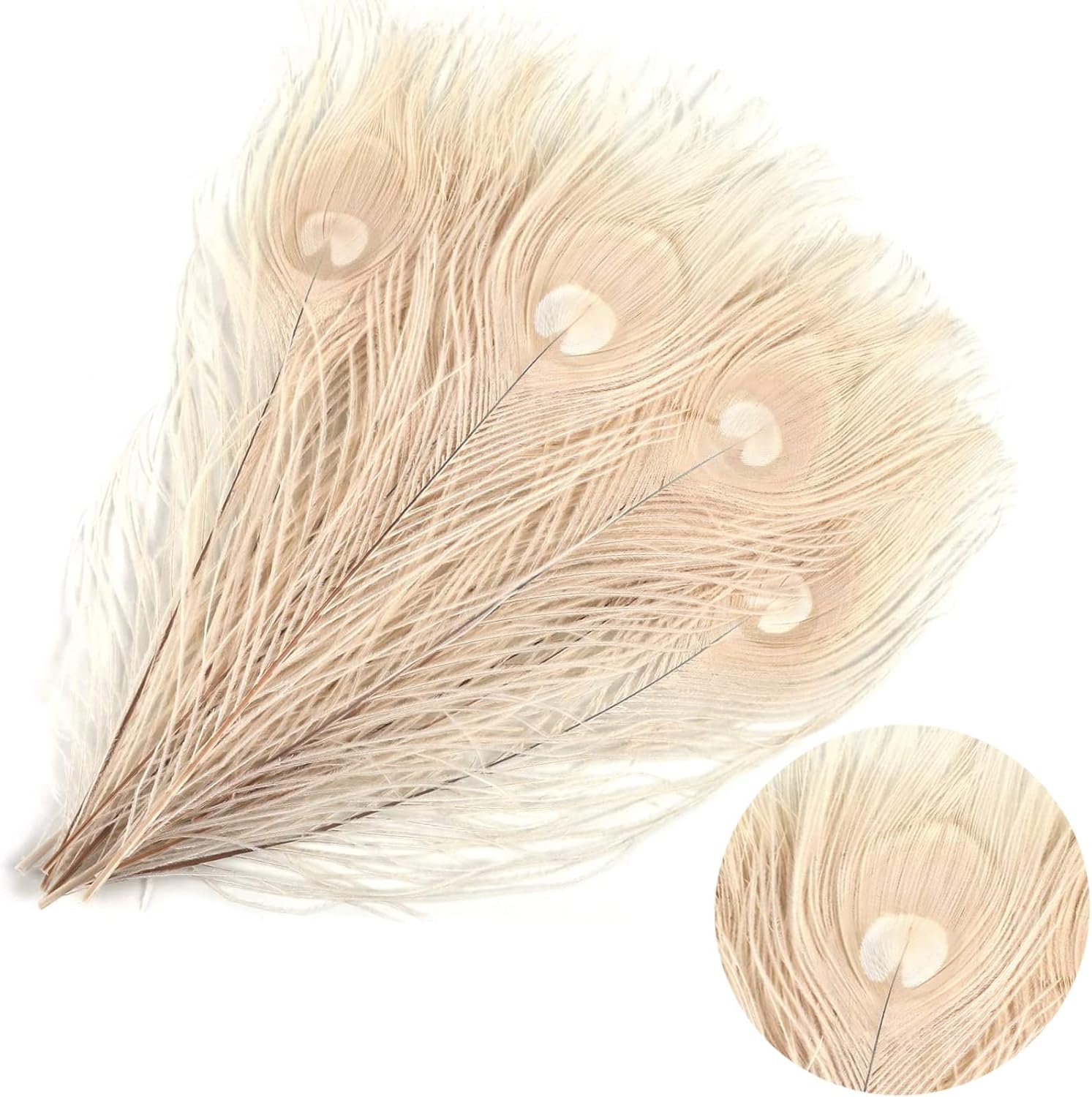 15Pcs White Feathers, Natural Large Peacock Feathers Long,White Peacock