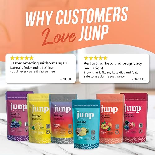 Miniatura 77 de JUNP Paquetes de electrolitos en polvo sin azúcar para agua, paquetes de hidratación instantánea con sal y potasio, cero calorías, sin