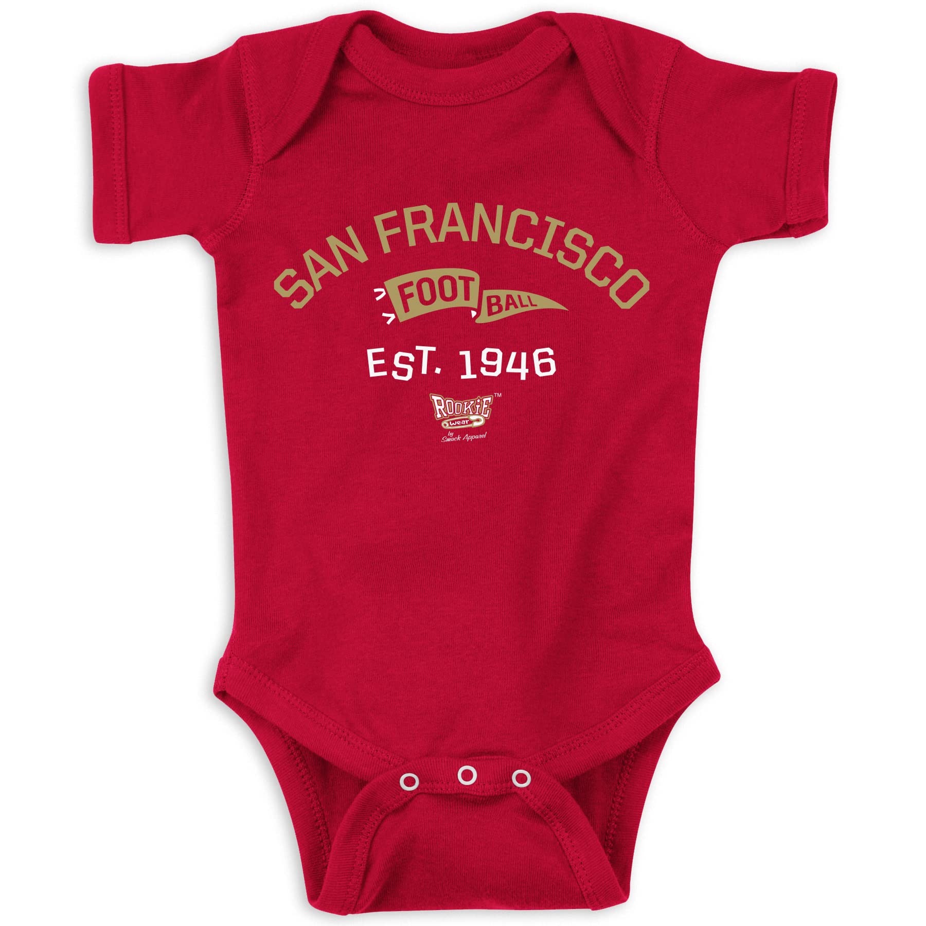 Rookie Wear by Smack ApparelRetro Pennant Baby Apparel for San Francisco Football Fans (NB-7T) (Red Onesie, 6 Months)