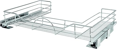 Rev-A-Shelf Organizador extraíble en forma de U para debajo del fregadero con cierre suave, estándar, cromado
