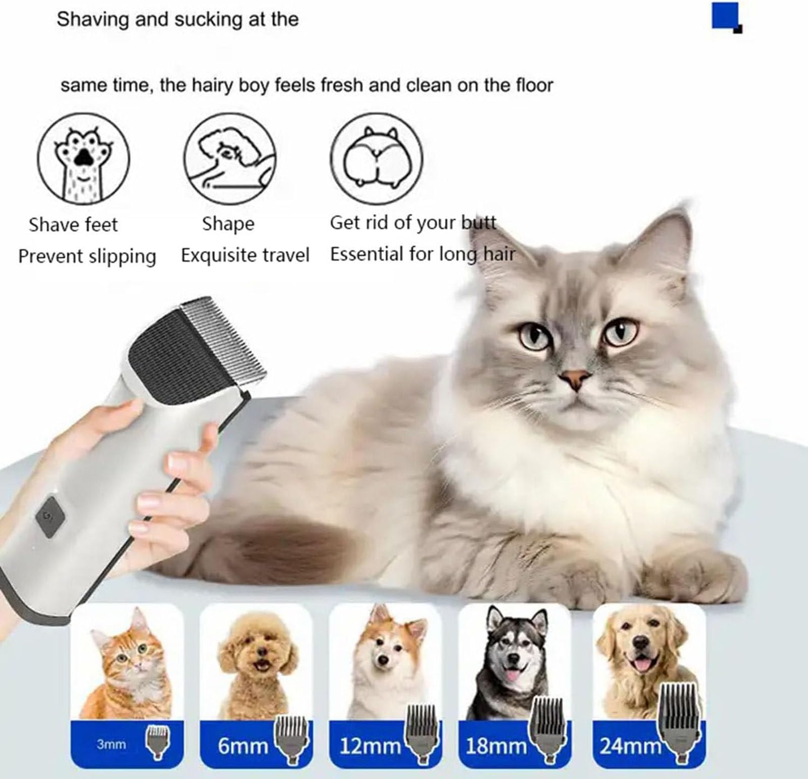 Cortapelos Perros con Aspiradora de Pelo, Maquina Cortar Pelo Perros con Aspirador con1.8L Contenedor, Succión 99% Pelo de Mascotas, Juego de Cortapelos Perros Profesional,220v