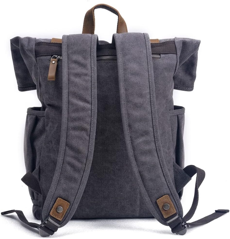 WWWLLL ビンテージ キャンバス バックパック ユニセックス カレッジ