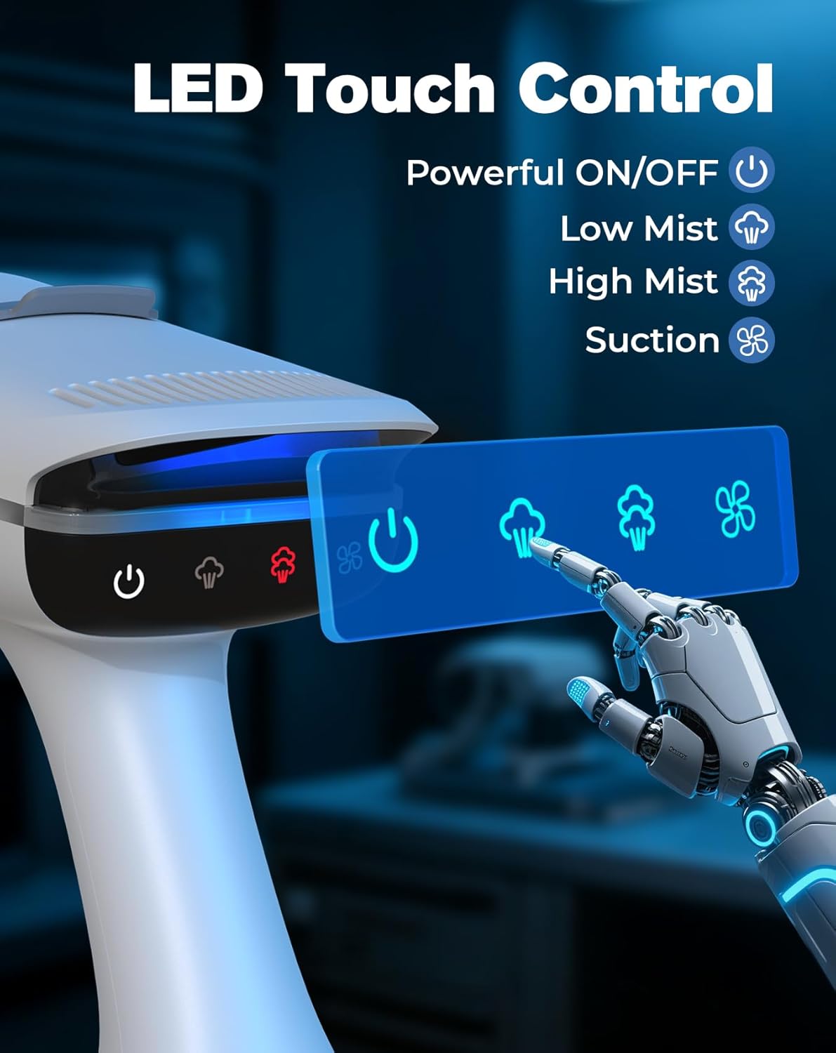 Vacuum Steamer with 270ml Water Tank, Handheld Garment Steamer for Clothes with 3500Pa Suction, LED Touch Screen, Portable Suction Handheld Vacuum Iron & Steamer for Wrinkle Removal (110-120V Use)