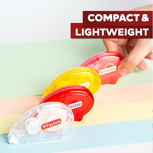 Miniatura 9 de XFasten Cinta adhesiva de doble cara para álbumes de recortes, 0.315 in x 30 pies, paquete de 4 unidades de cinta adhesiva multicolor, cinta de