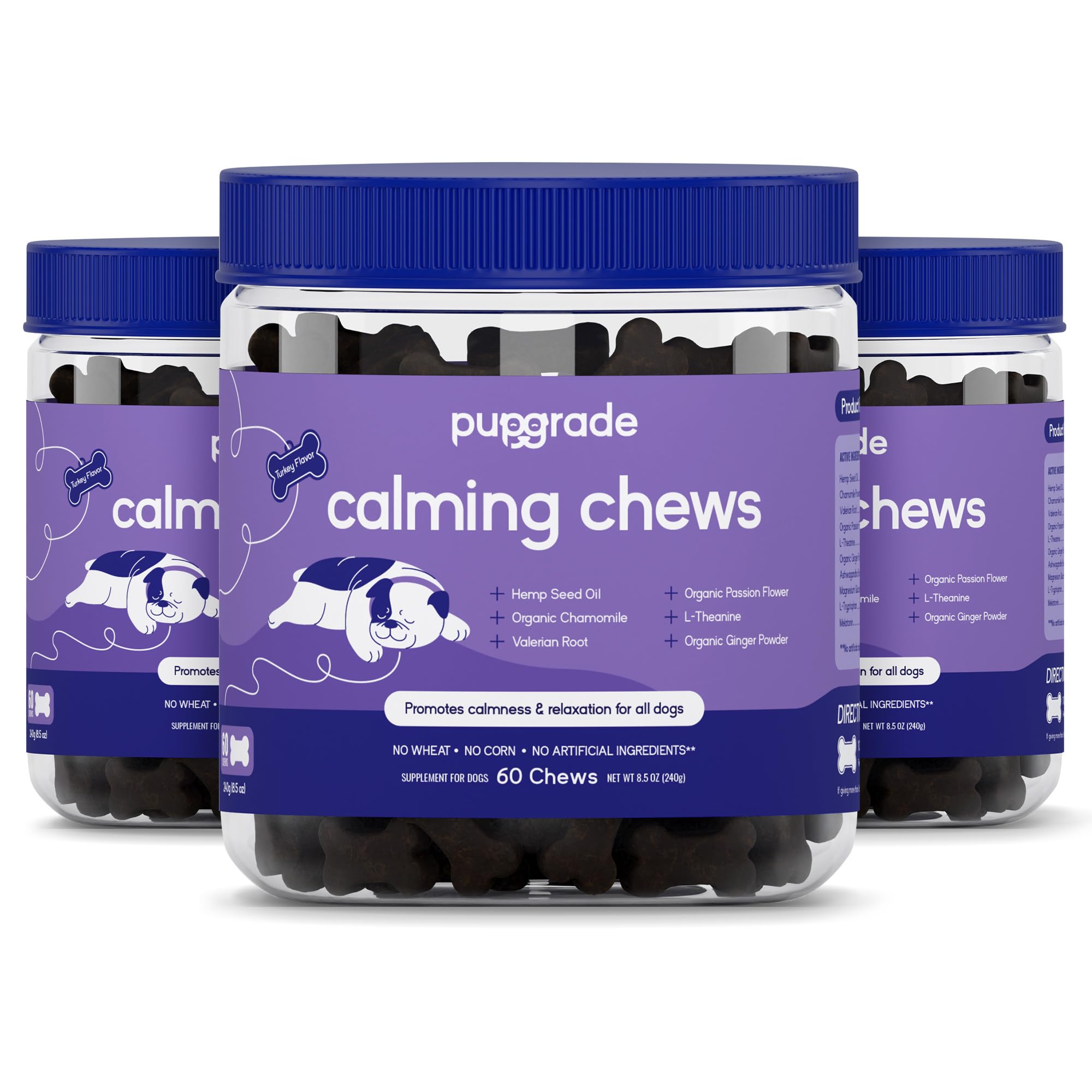 PupGrade Calming Soft Chews - Promotes Relaxation & Helps Manage Stress for All Dogs - Supports Calm Stomachs & Muscles - No Wheat, Corn, or Artificial Ingredients - Meat Flavored - 180 Soft Chews