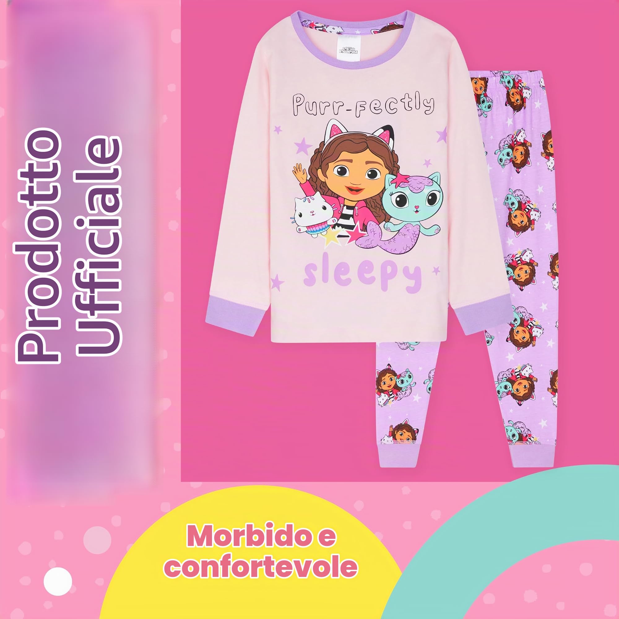 Gabby’s Dollhouse Pigiama Bambina, 2 Pz Abbigliamento da Notte - Regalo Ragazza (Rose, 6-7 Anni)