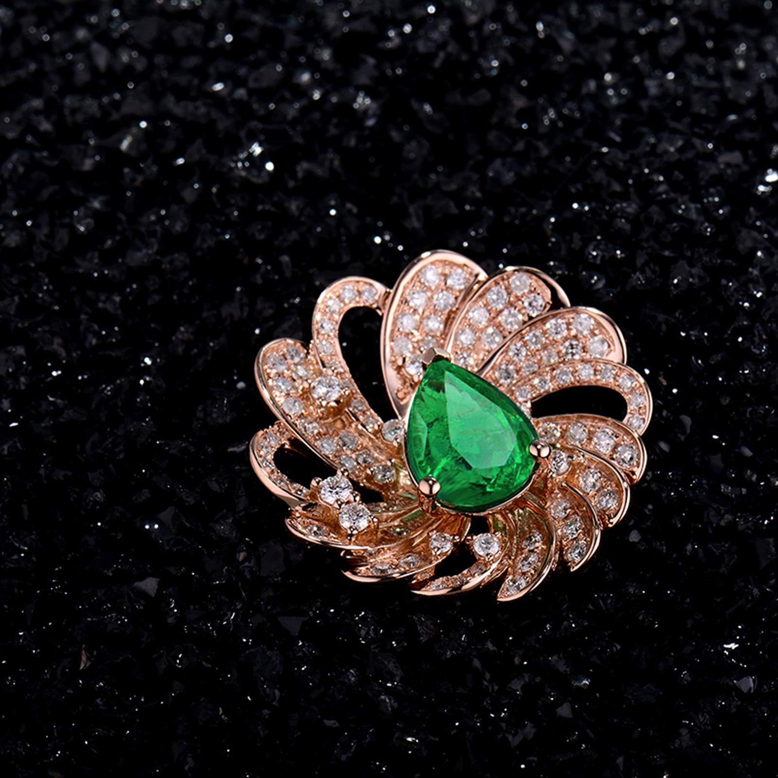 Collar para Mujer, Flor con Esmeralda creada por Muchacho de 1,5 Quilates, Oro de 18 Quilates/Plata de Ley 925, Collares con Colgante para niñas, Regalo para el día de la Madre/día de San Valentín,
