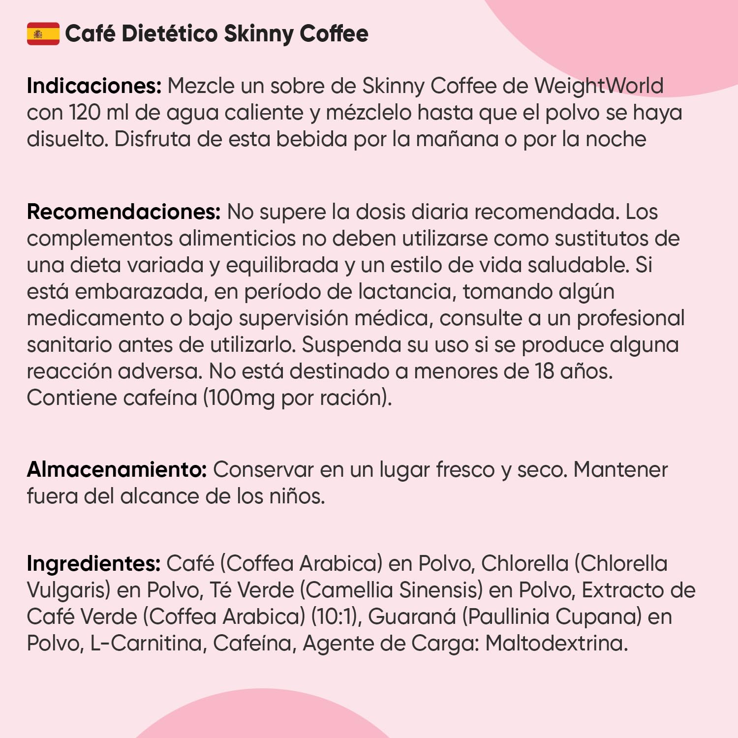 Cafe Soluble Arábica Skinny Coffee Programa Dietético de 28 Días - Con Cafe Verde, L-Carnitina, Guaraná y Té Verde, Chlorella, Fórmula Vegana y Natural de Café Instantáneo, Sin OGM ni Gluten
