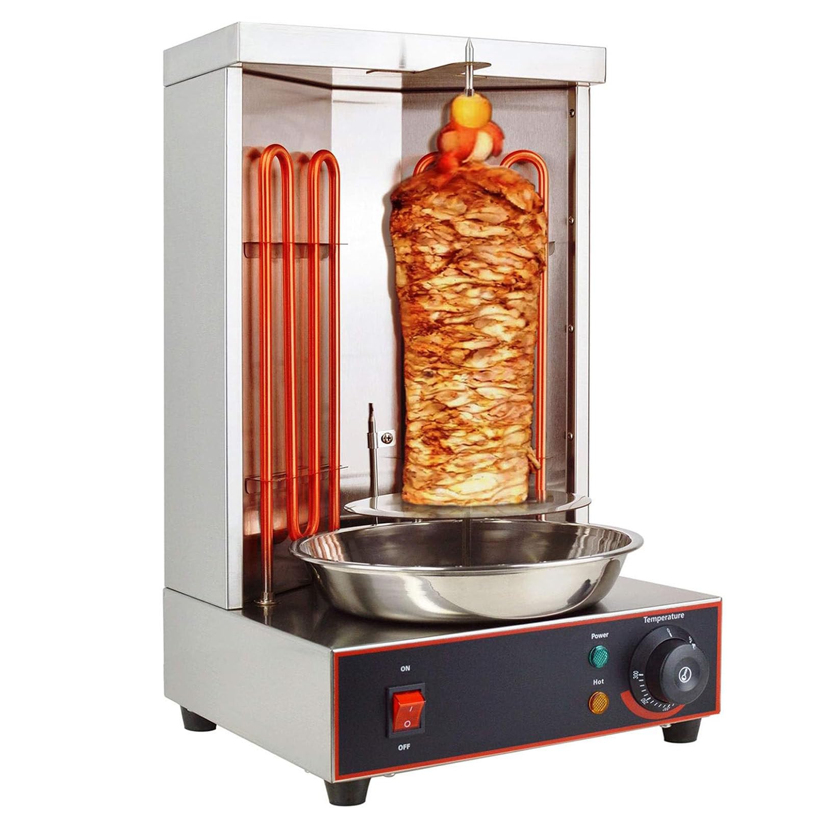 Dfdieratve Barbecuestove Shawarma Grill Machine, 13Lbs Capacity, Chicken Shawarma Cooker Machine With 2 Heating Tubes, 122℉-572℉ Electric Vertical Broiler Gyro Rotisserie Oven Doner Kebab Machine,