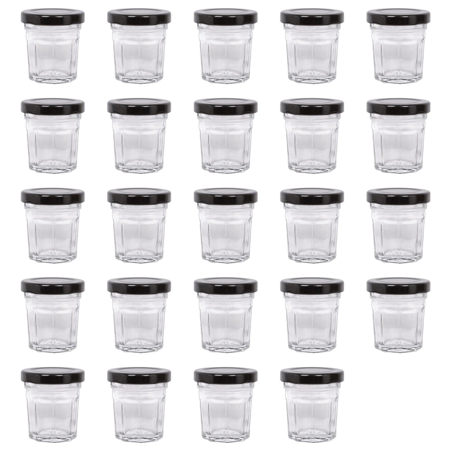 Argon Tableware Glass Jam Jars with Lids - 42ml - Pack of 24