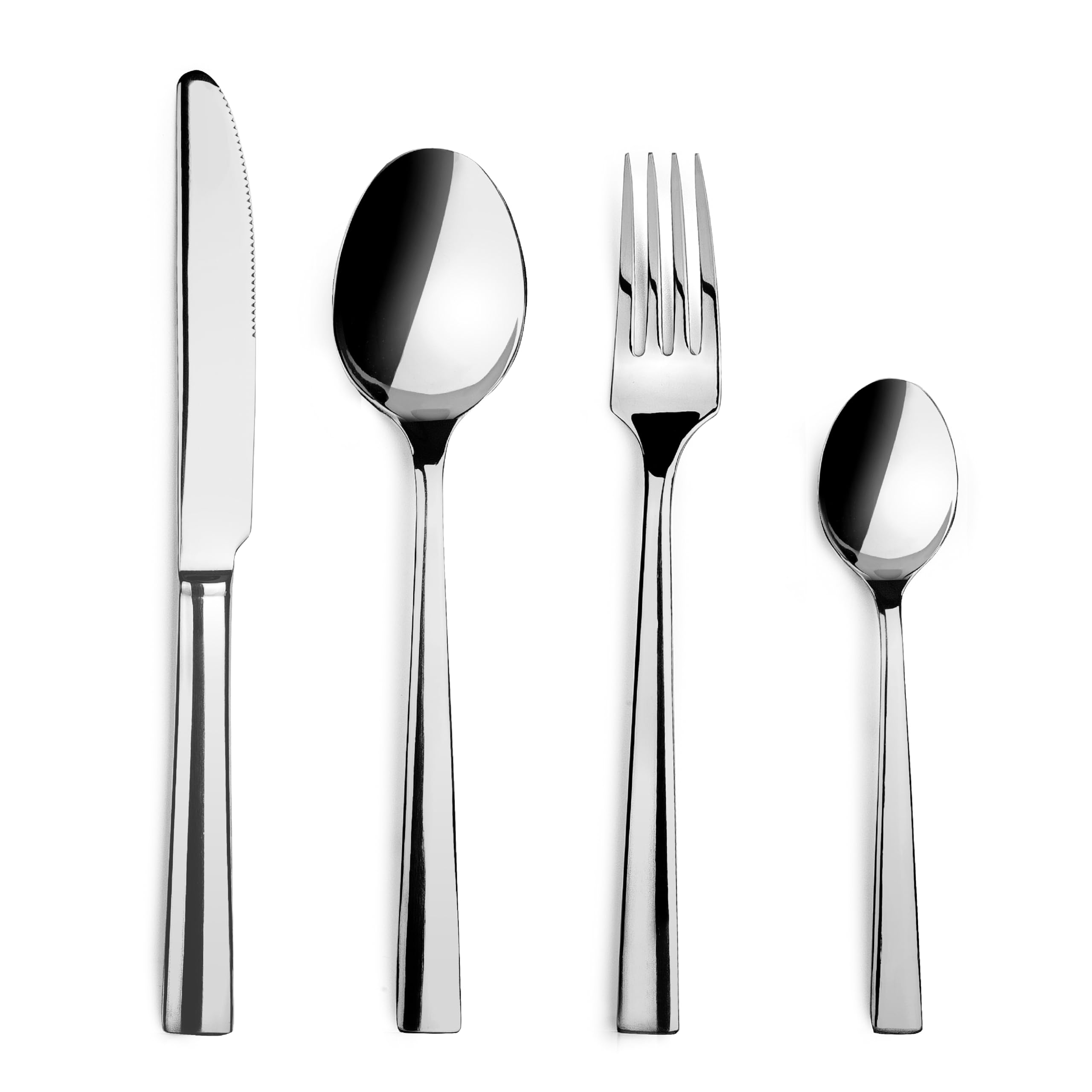 JAY - 16091524 - Juego de Cubiertos para 6 Personas, Pack 24, Acero Inoxidable 18/10, Serie Titanio, Grosor 3 mm, Cuchara, Tenedor, Cuchillo y Cucharilla Aptos para Lavavajillas, Plateado