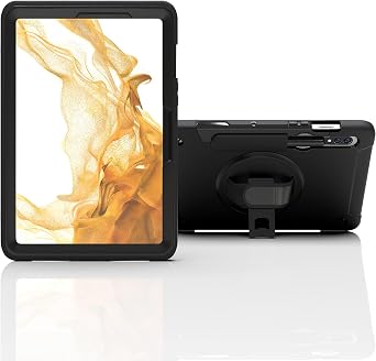 Galaxy Tab S8 Standing Case | CTA Durable Samsung Tablet Case, Lightweight, Shock Absorption, Scratch Protecting | W/S Pen Holder & Rotatable Grip | for Galaxy Tab S7 & S8 11" Inch PAD-PCGKS8