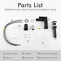 Vista 9 de KES Grifo de baño negro y desagüe de lavabo de baño con desbordamiento, grifo de un solo orificio certificado por cUPC con tapón de drenaje