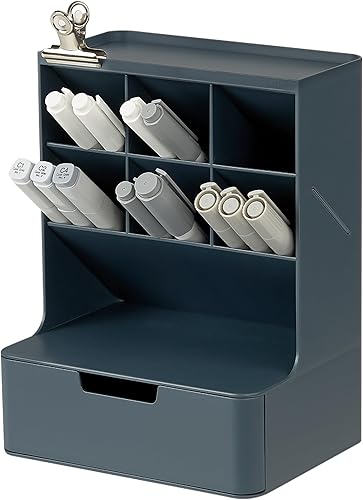 Miniatura 11 de BLUE GINKGO Organizador de escritorio Hive – Organizador vertical de 6 compartimentos, almacenamiento de cajón completo – Porta bolígrafos que