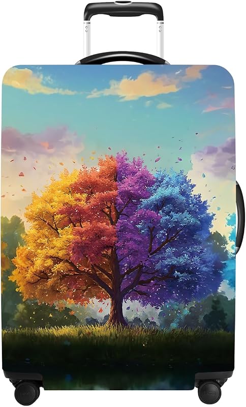 Tree Luggage Cover Washable Suitcase Cover Protector Fit 24-26 Inch Luggage Durable Travel Bag Cover with Zipper Closure M