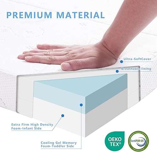 Miniatura 5 de Colchón de 38 x 26 pulgadas, portátil para bebé Pack N Play con funda lavable y bolsa de viaje