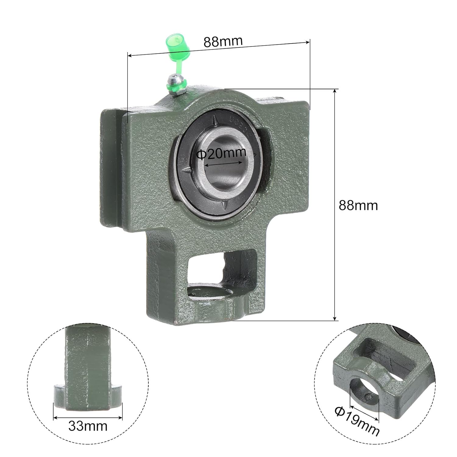 uxcell UCT204 Take-Up Block Bearings 20mm Bore Cast Iron Bearing Unit Set Screw Lock