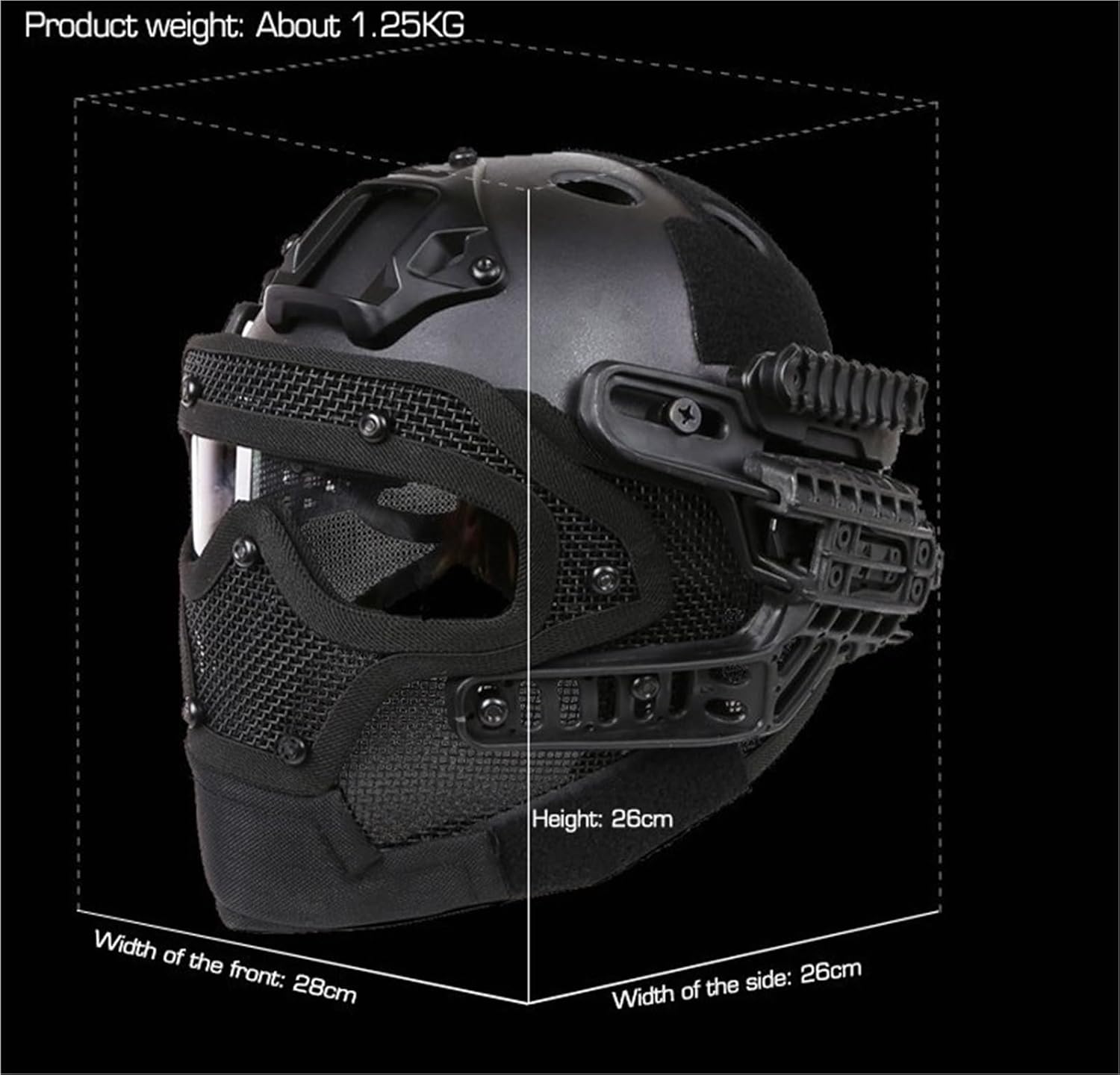 Tactical Helmet Full-Covered Protective Mesh Mask with Goggle Military Paintball Airsoft Shooting Games