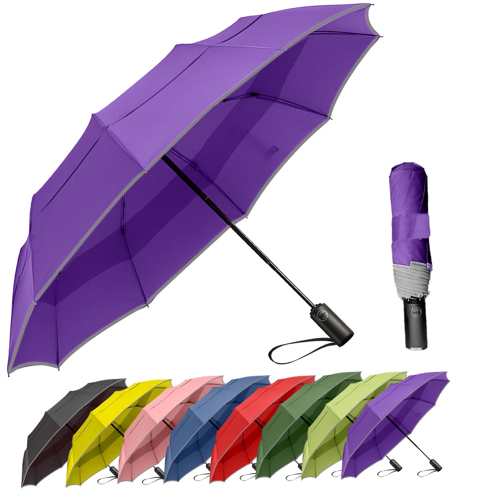 MRTLLOA 42/49 Inch Compact Travel Essentials Umbrella for Rain, Lightweight, Portable, Automatic, Strong, Waterproof Folding Umbrellas for Women, Men