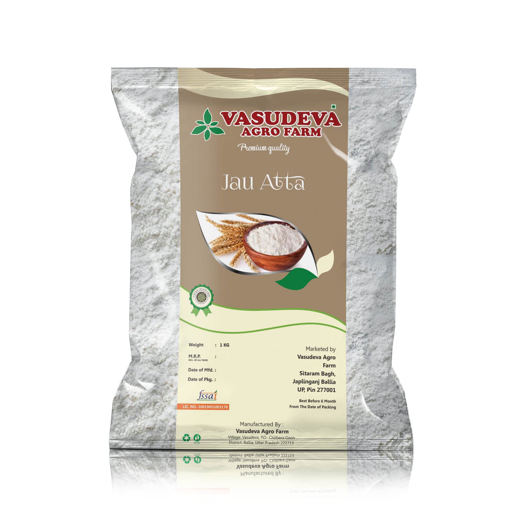 Vasudeva Agro Farm Jau Atta / Barley Flour, 1KG