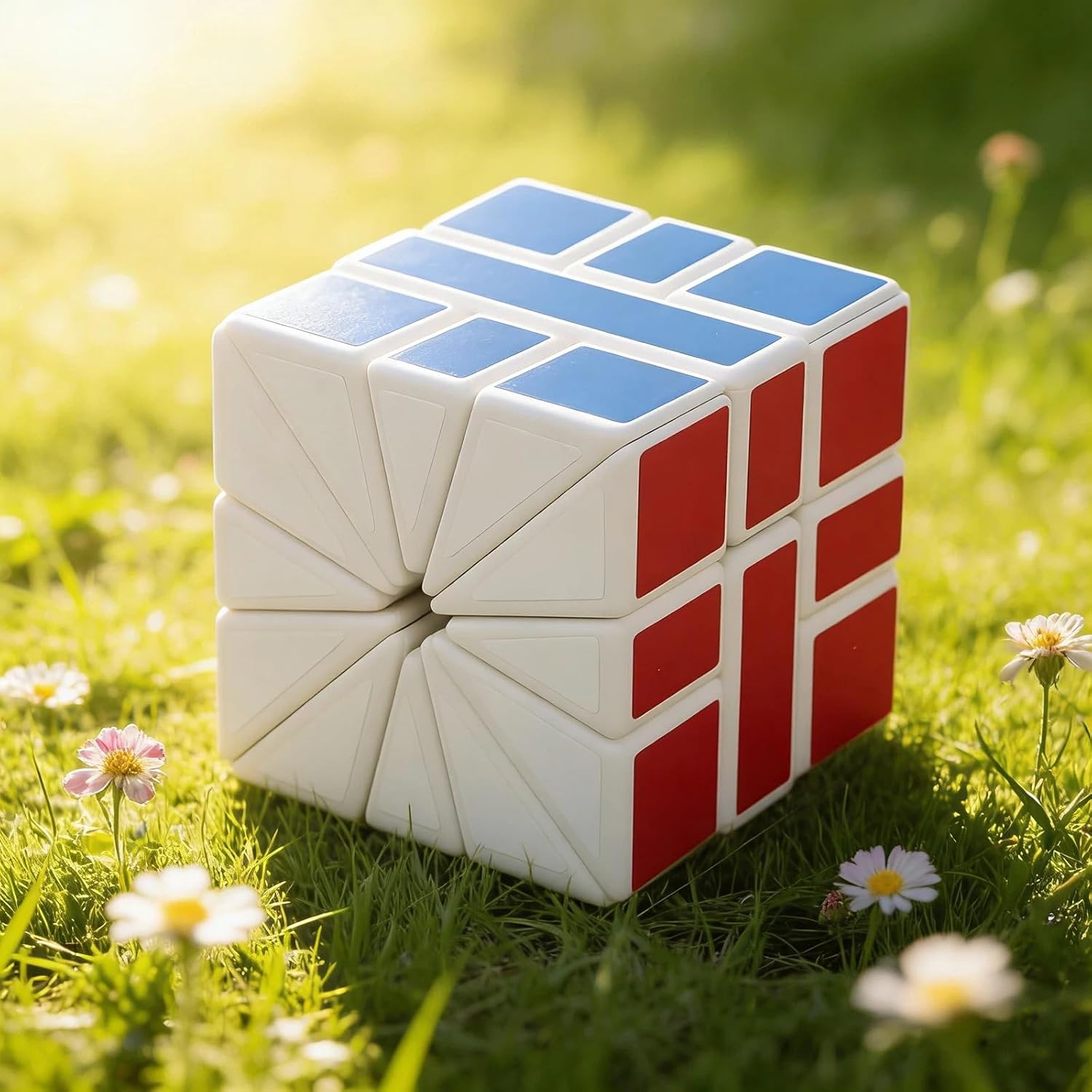 AI-YUN SQ2 Speed Cube, Square Two Magic Cube, Sticker Fan-Shaped Puzzle Cube Toys, White