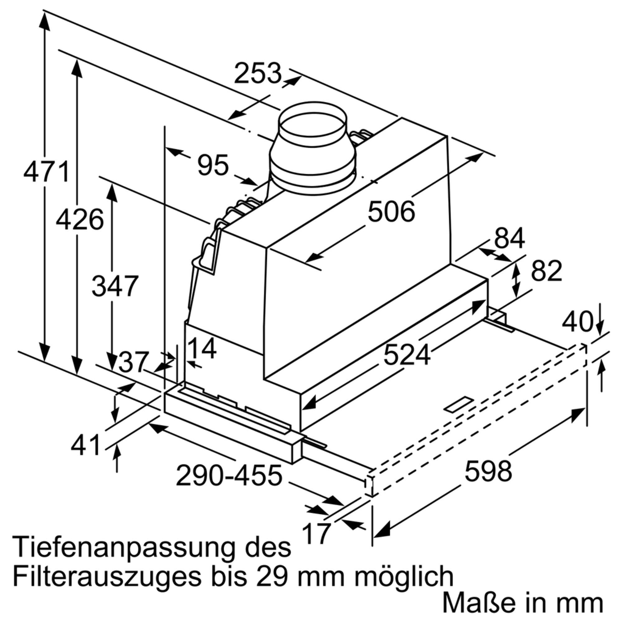 NEFF D46ED52X0 Einbau-Dunstabzugshaube N50 60cm Abluft Umluft Energieeffizienz B silbermetallic