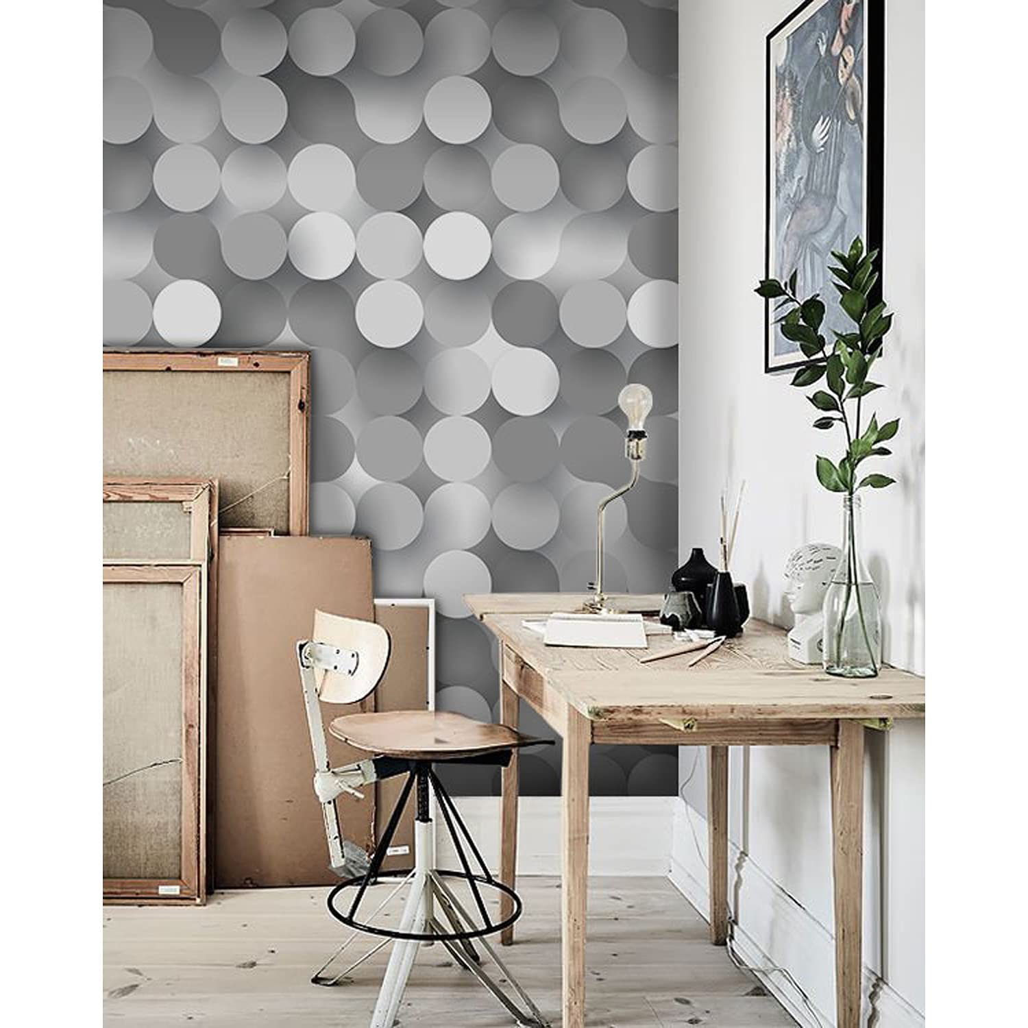 Papier peint latex lavable cercles plates 250x104cm Coloray anti-rayures pour cuisine