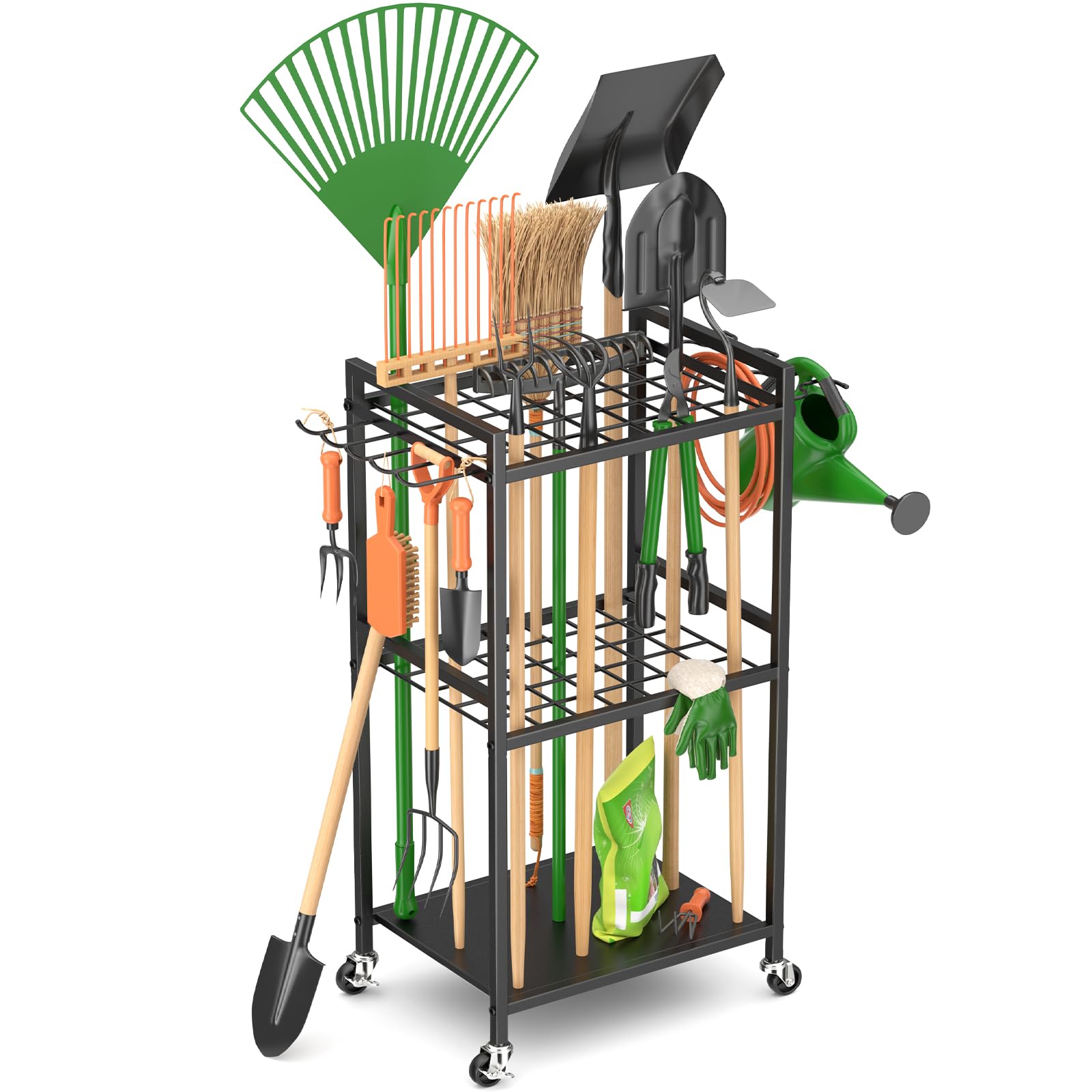 WELDUN Garden Tool Organiser, Mobile Garage Standing Shelf on Wheels