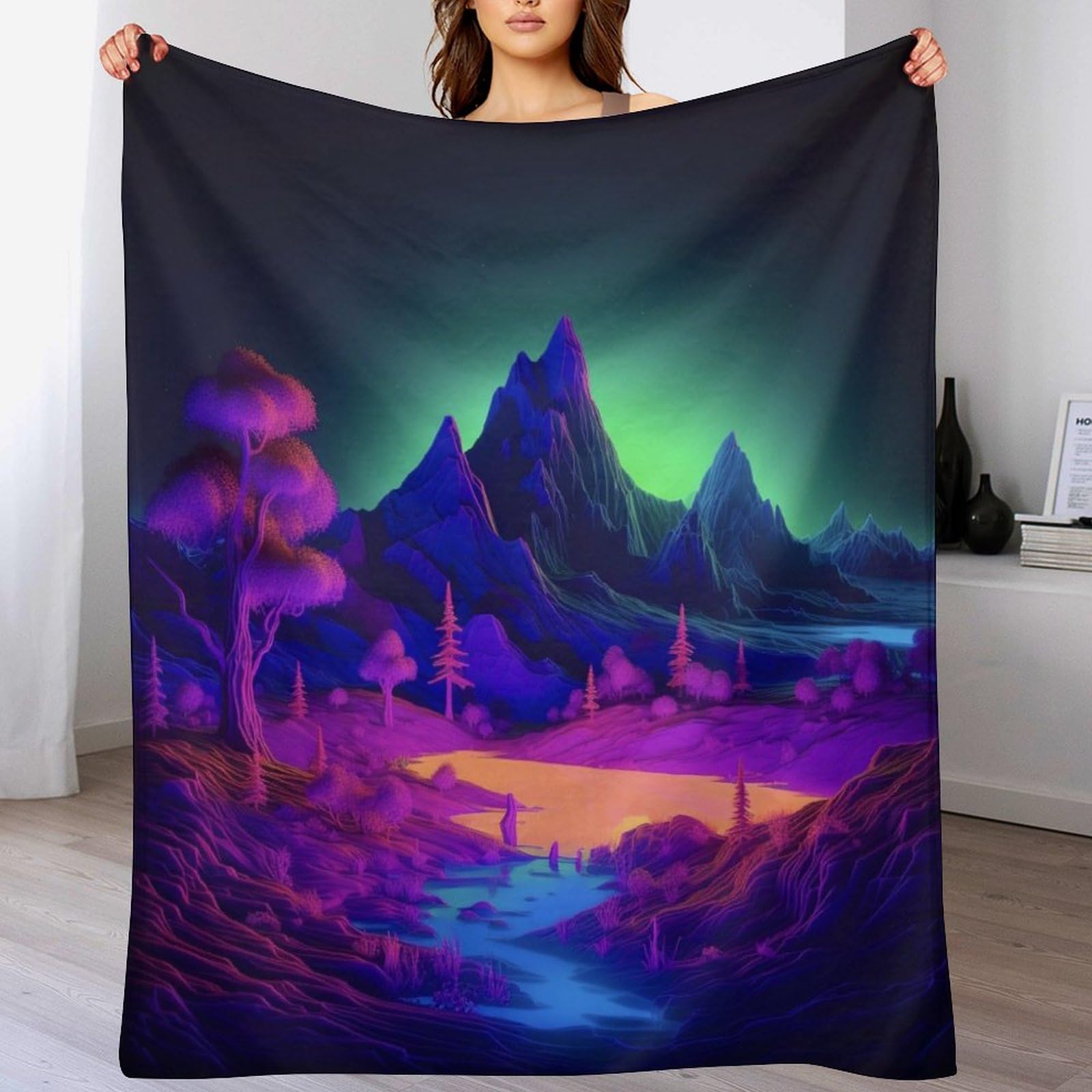 Linge de lit couverture paysage jungle impression 3D en polaire de flannel 140x180
